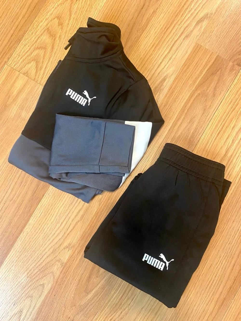🩶 BOYS PUMA TRACKSUIT SIZE 6 ZIP UP JACKET AND PANTS 2 PIECE SET GRAY BLACK🖤 - Picture 11 of 11